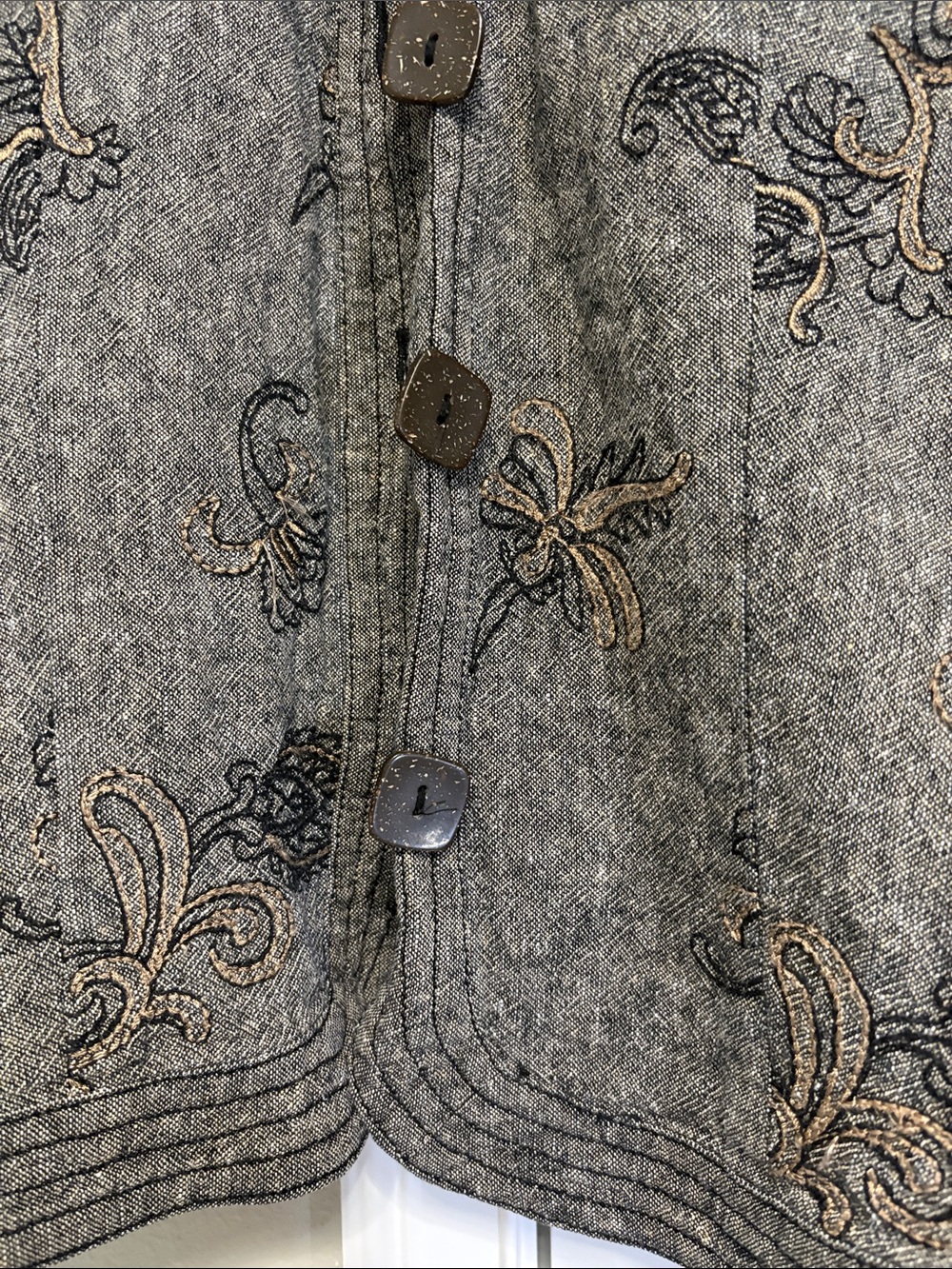 Gray Embroidered Button-Front Jacket - Picture 2 of 6